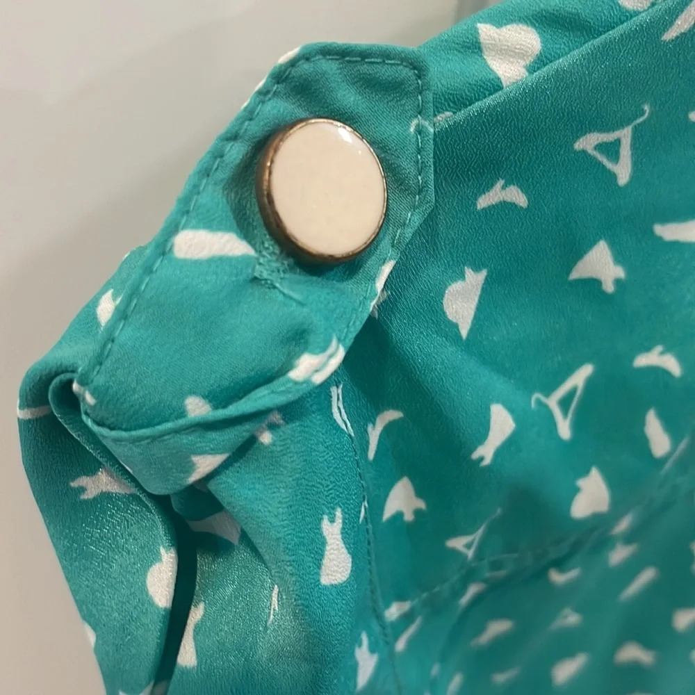 Flying Tomato Flying Green White Short Sleeve Retro Dress  size small - Picture 10 of 16